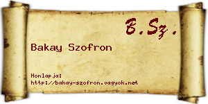 Bakay Szofron névjegykártya